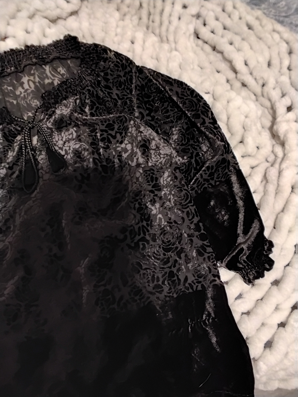 Black Velvet Burnout Floral Blouse